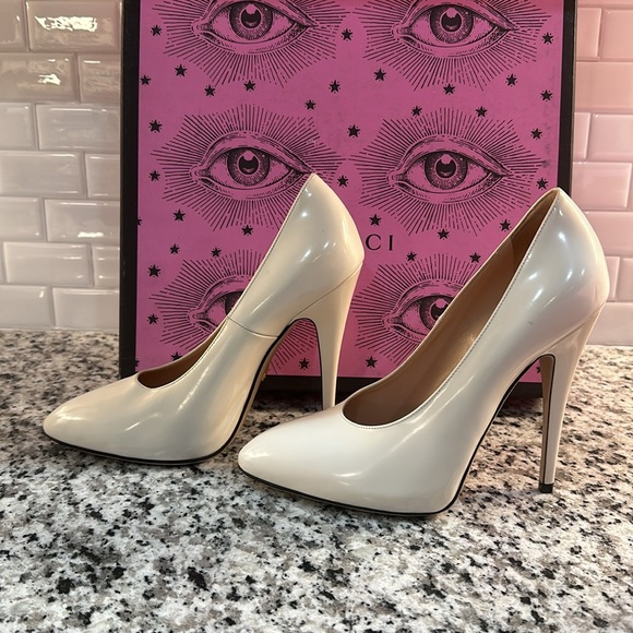 BRAND NEW RARE White Never Worn Gucci Elasia Heels with Removable Pearl Bows - Picture 6 of 13